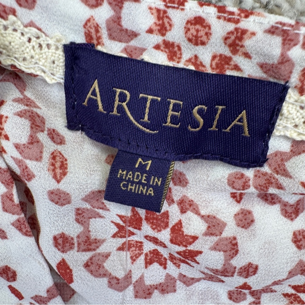 NWT Artesia Womens Top Size M Pink Blue Button Front - Picture 12 of 16